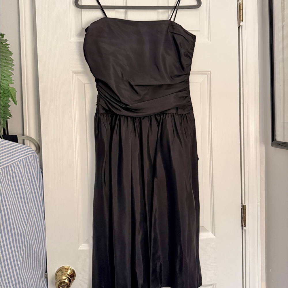 Vintage Zum Zum Black Satin Mini Cocktail Dress โข Union Made โข USA โข Size Small